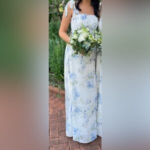 Dessy Floral Print “Bleu Garden” Maxi Dress